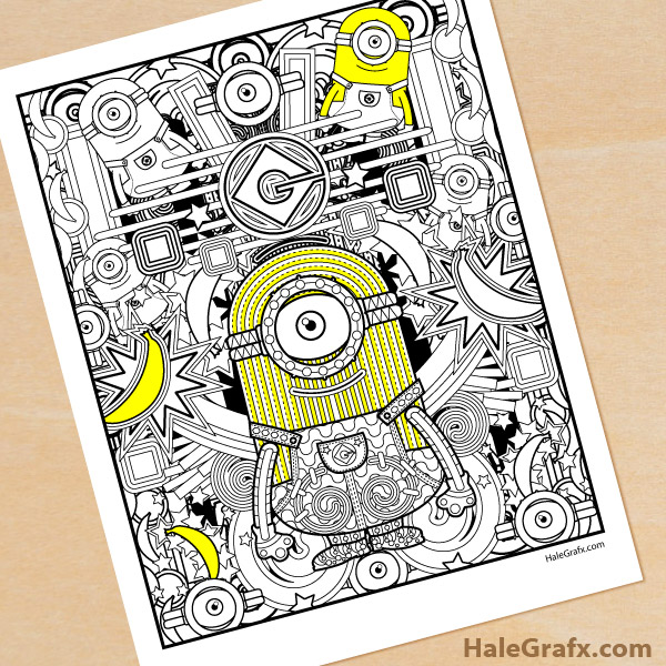 Free printable minion coloring page for adults