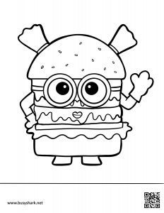 Minion burger girl coloring page