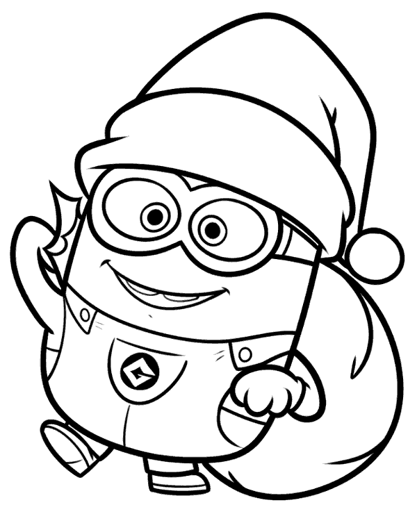Minion as santa claus coloring page for christmas