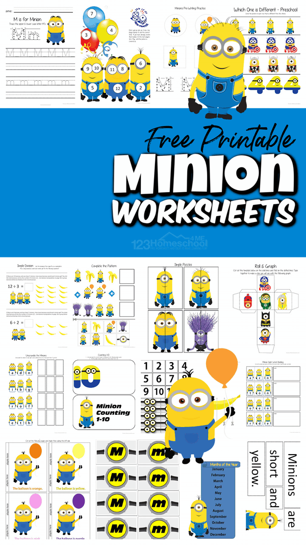 Free printable minion worksheet printables for kids