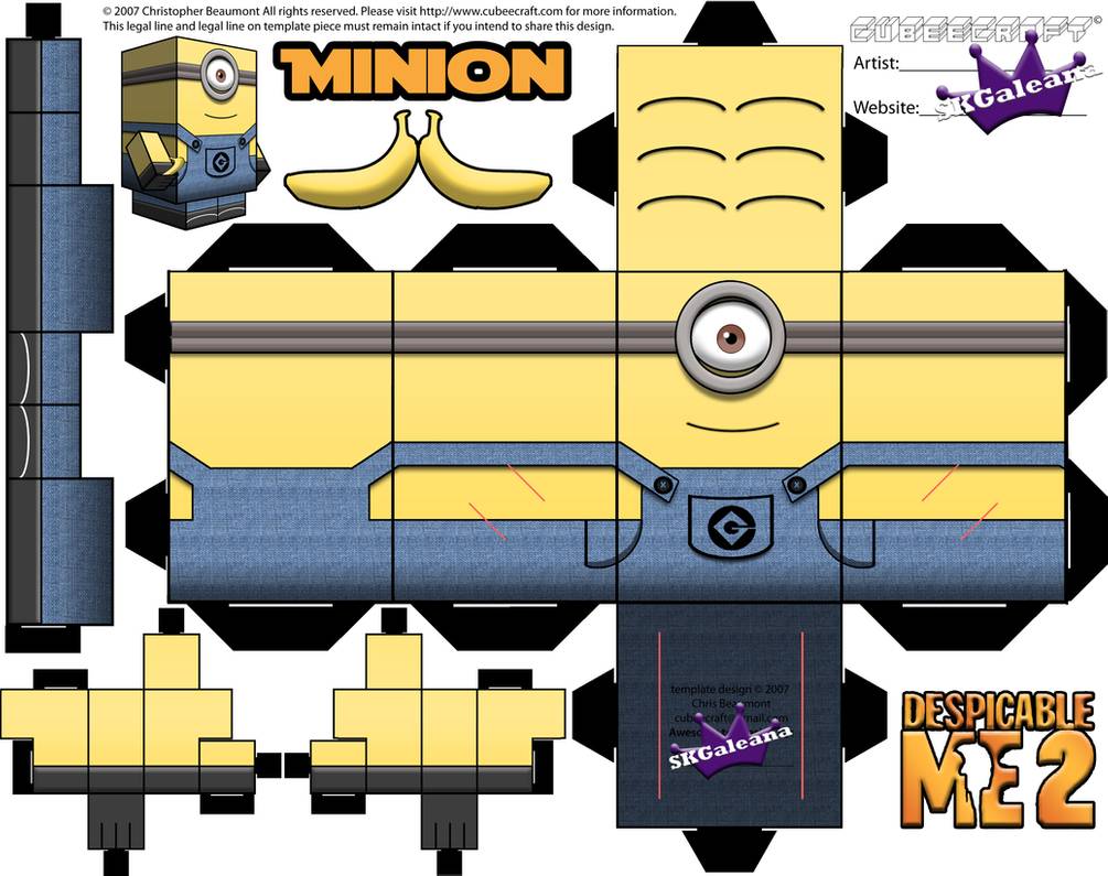 Minion cubeecraft printables from despicable me and â