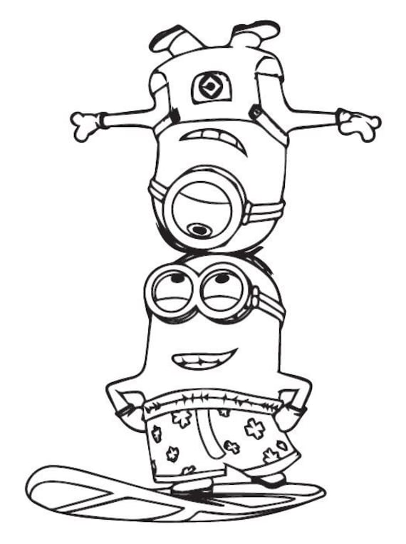 Minion colouring pages digital download amazing art work children colouring book pictures download now