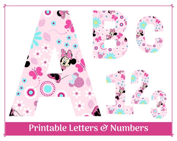 Pink minnie mouse alphabet letters a