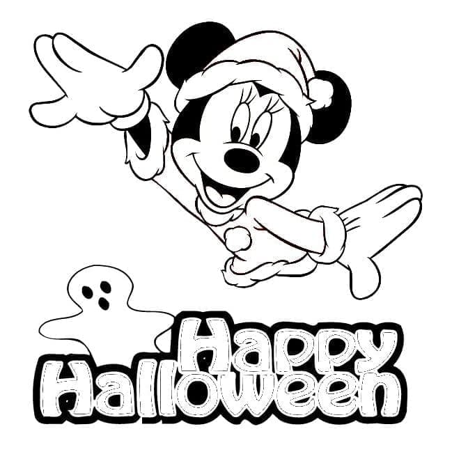 Disney halloween minnie mouse coloring page
