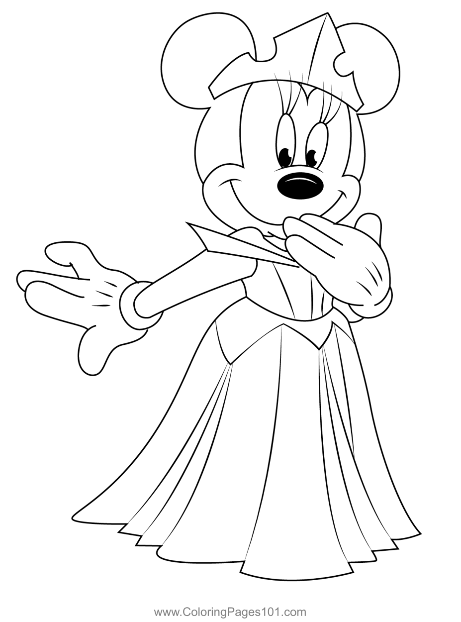 Minnie mouse aurora coloring page for kids