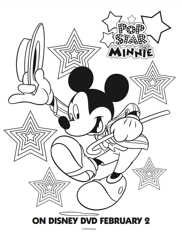 Pop star minnie mouse free coloring pages