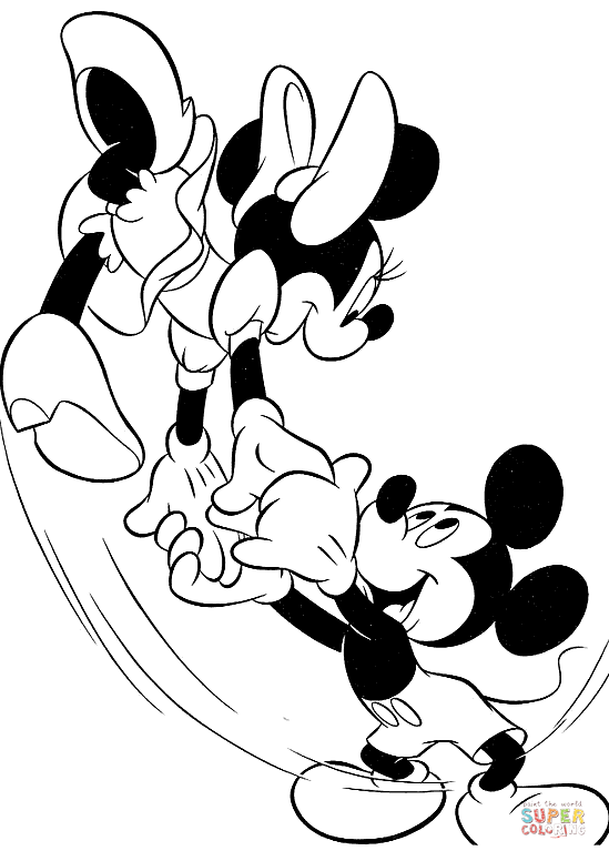 Mickey and minnie mouse dancing coloring page free printable coloring pages