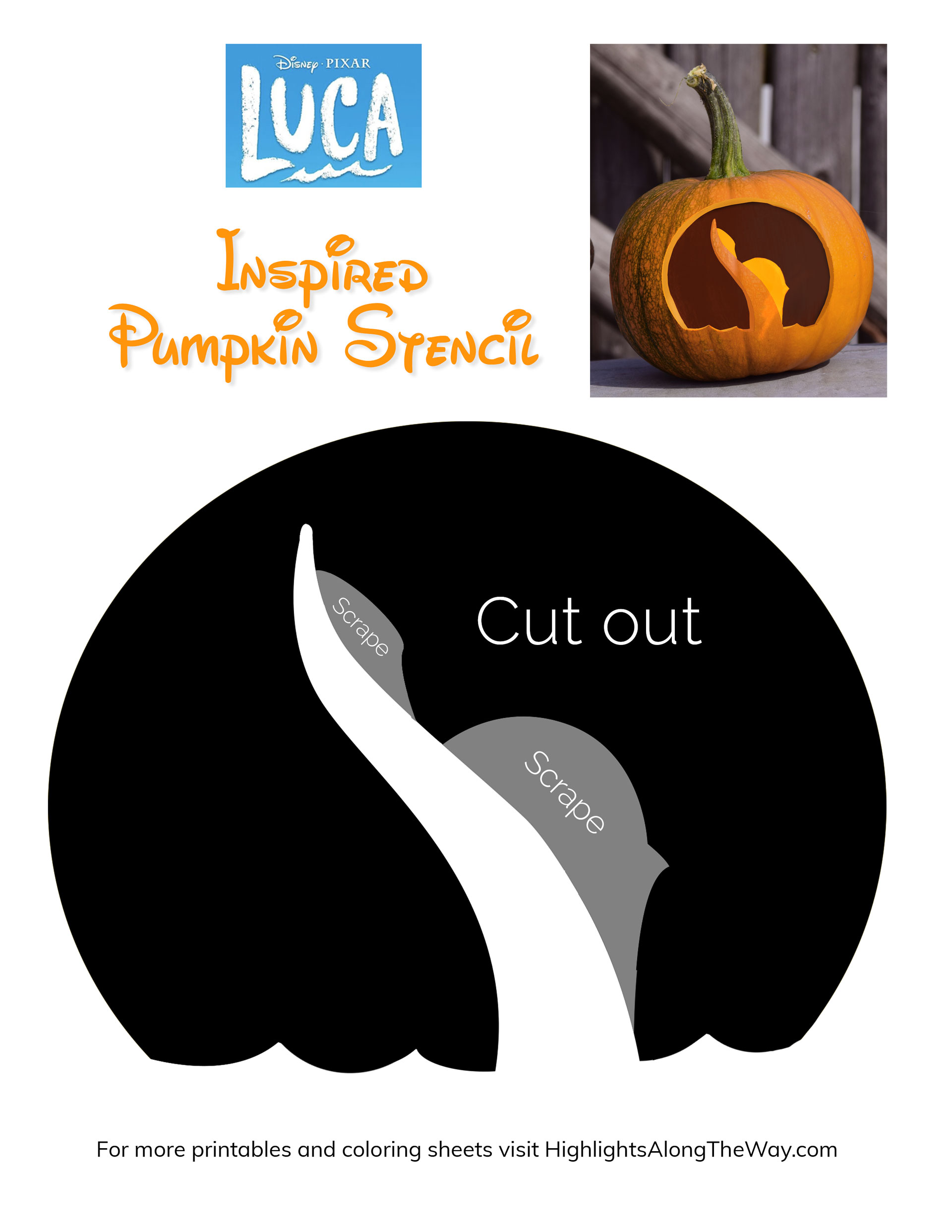 Luca pumpkin carving stencil printable