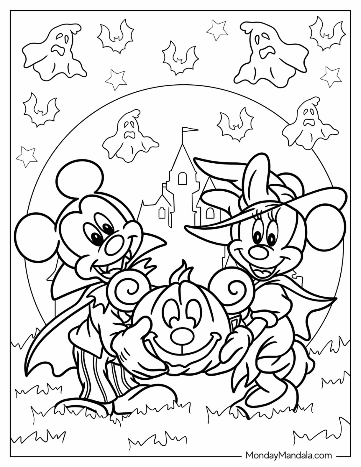 Disney halloween coloring pages free pdf printables