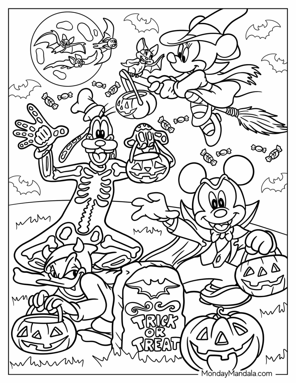 Disney halloween coloring pages free pdf printables