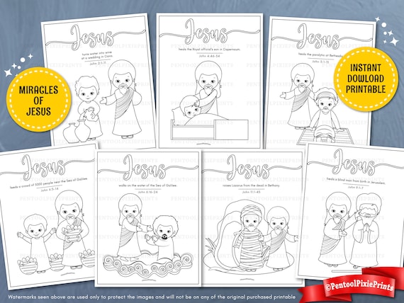 Miracles of jesus coloring pages coloring sheets homeschool printable sunday school prints