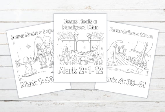 Miracles of jesus printable coloring pages page set