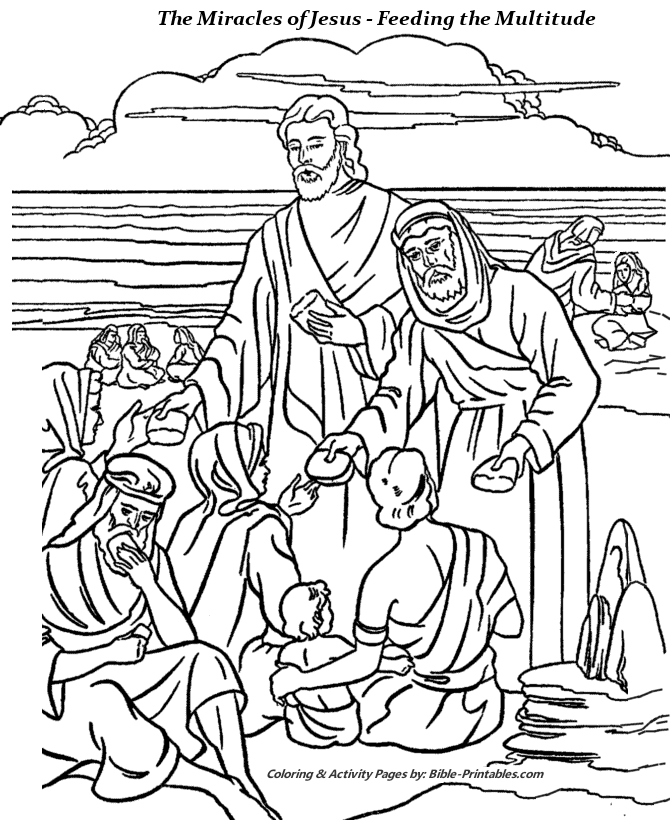 The miracle of feeding the multitude coloring pages jesus coloring pages coloring pages bible coloring pages