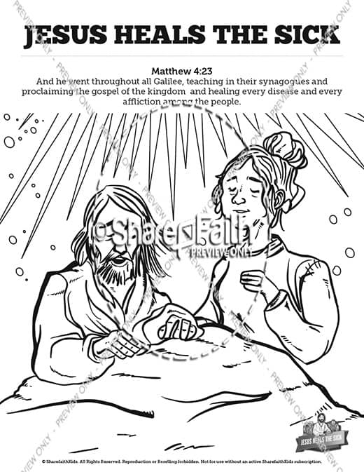 Jesus heals the sick sunday school coloring pages â