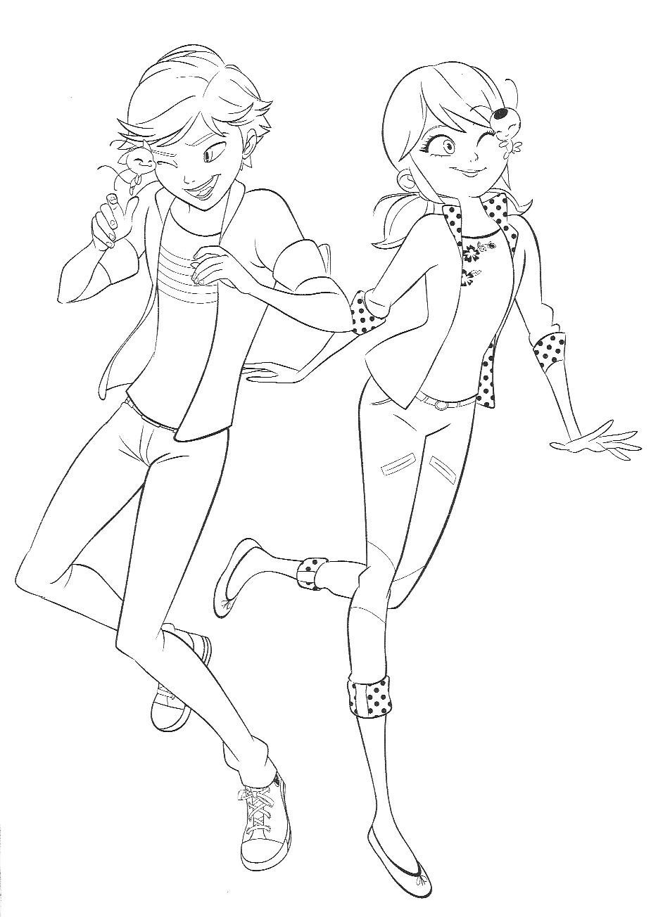 Miraculous ladybug coloring pages with marinette