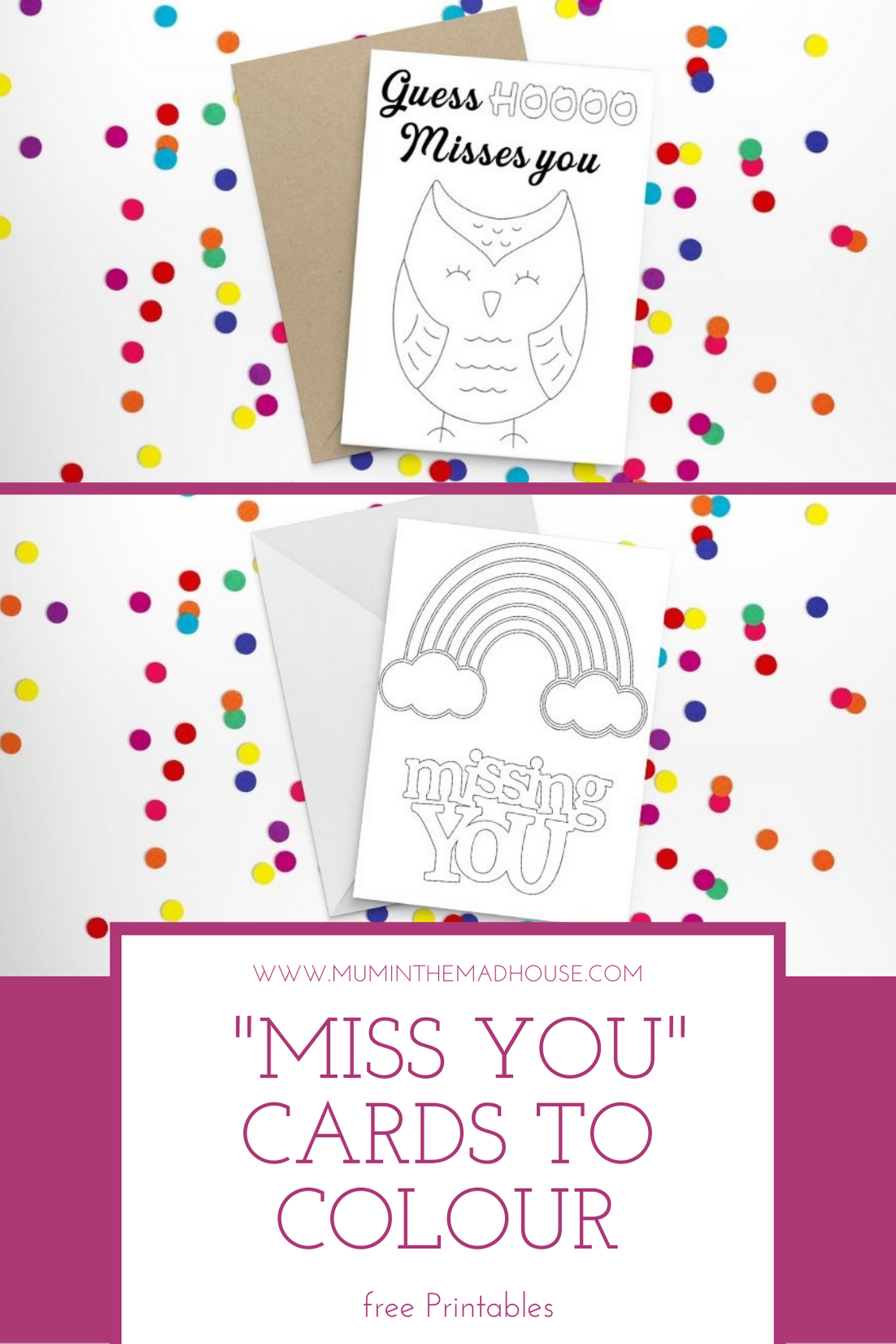 Free printable miss you cards to colour mum in the madhouse