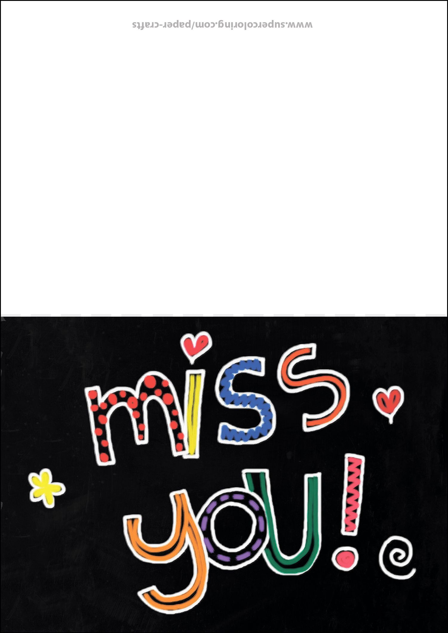 Miss you card free printable papercraft templates