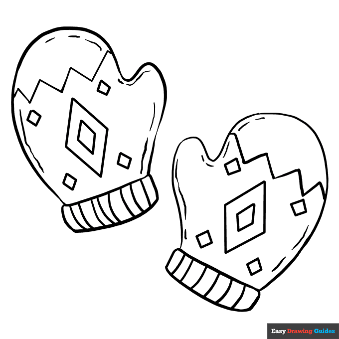 Mittens coloring page easy drawing guides