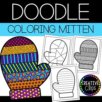 Winter coloring pages doodle shape mitten made by creative clips