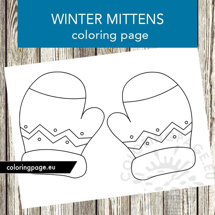 Warm winter mittens printable coloring page