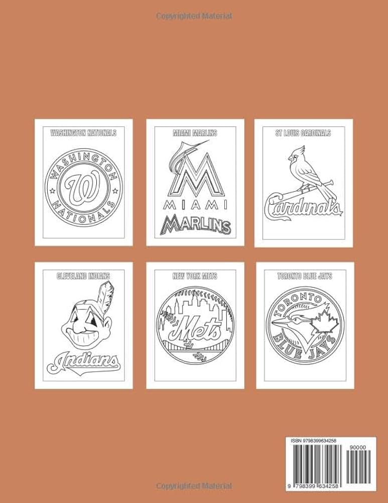 Baseball league logos coloring book amazing coloring pages gift for any baseball fans for kids and adults all ages to stress relief kalou alexis books