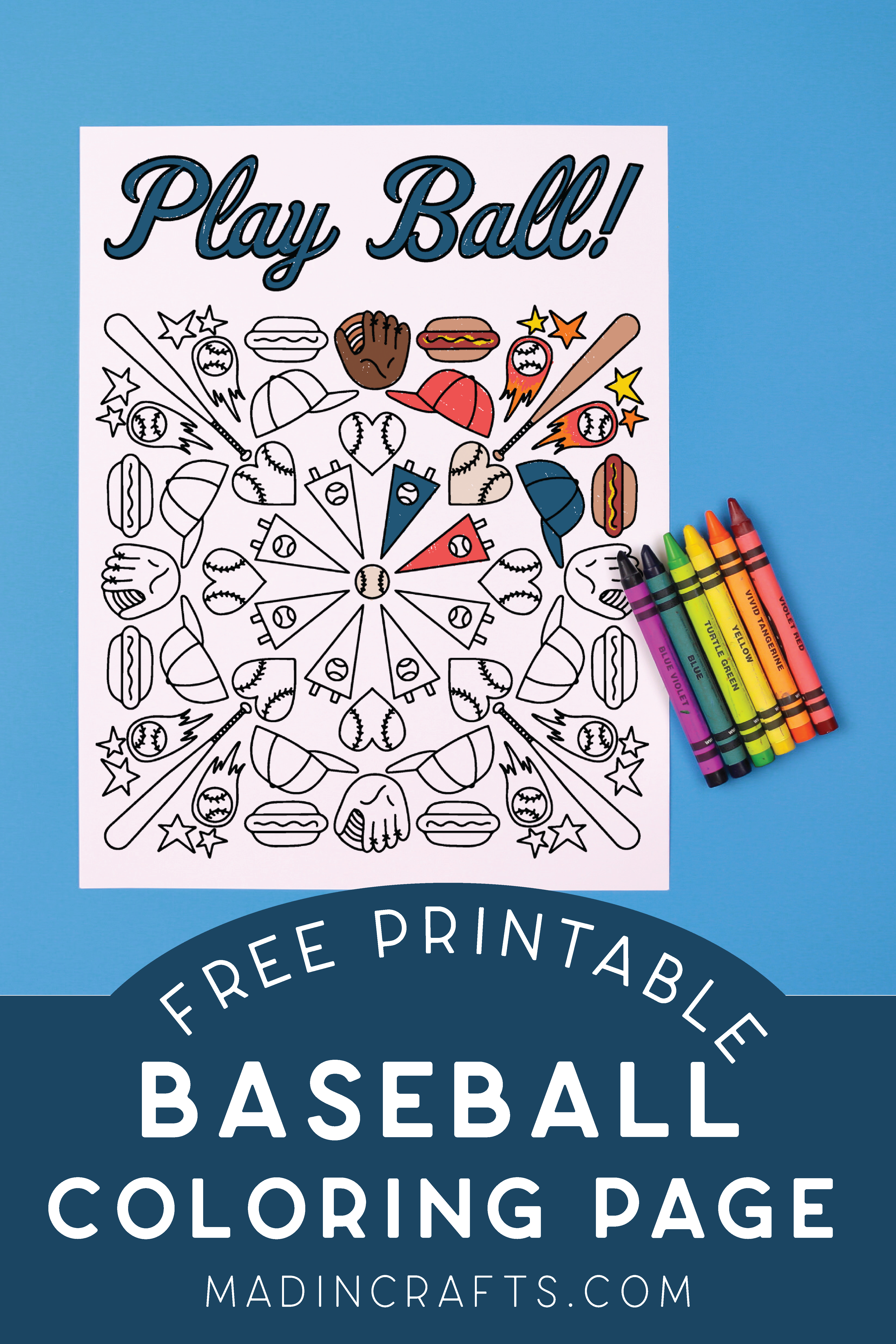 Free baseball coloring page crafts mad in crafts