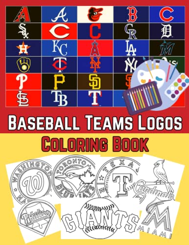 Baseball teams logos coloring book for kids to years old with quiz to guess each team by jamie nadson