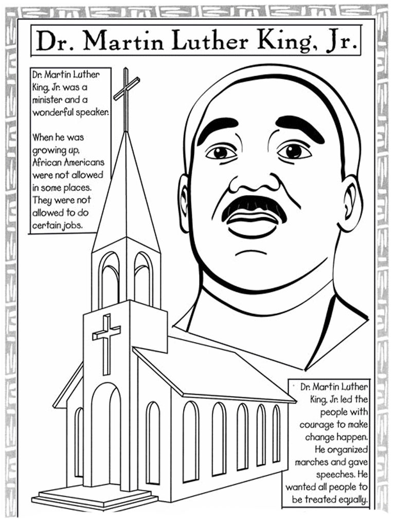 Martin luther king jr coloring pages and worksheets