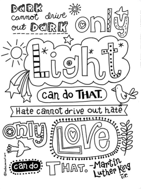 Martin luther king jr quote coloring page instant download