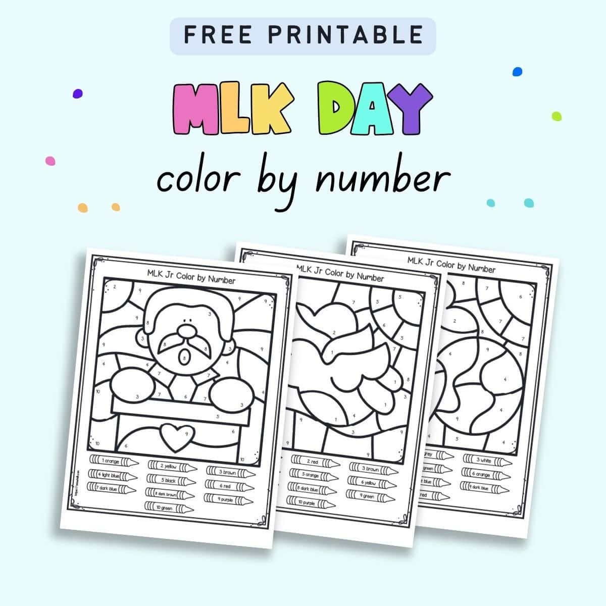 Free printable martin luther king jr color by number