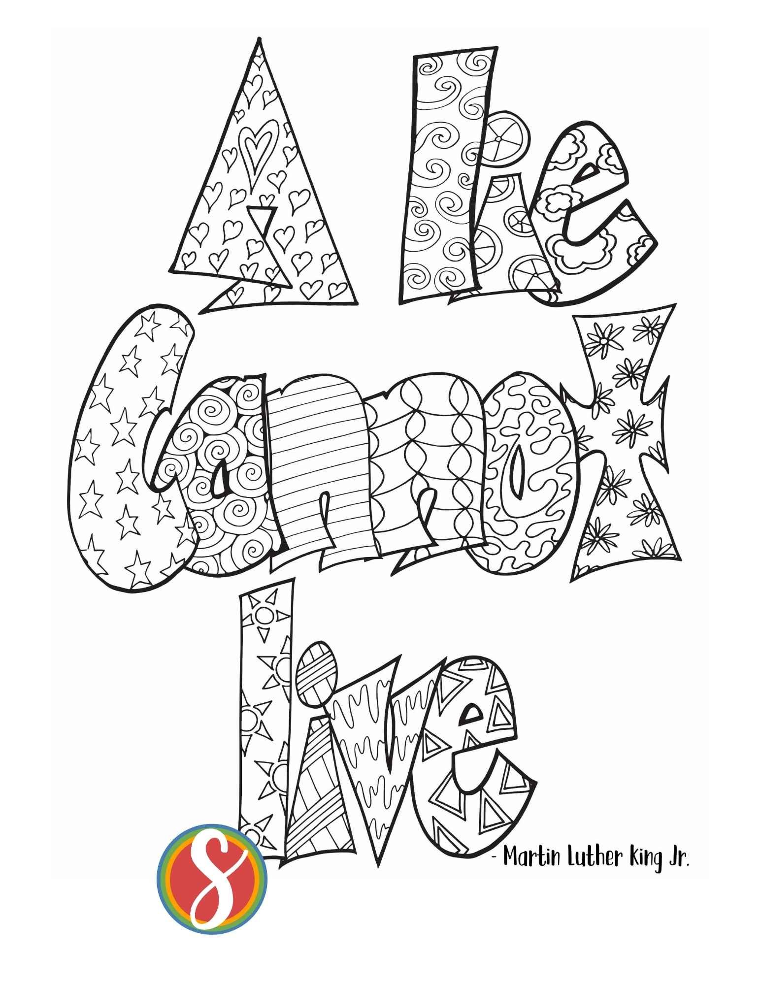 Free mlk jr quote coloring pages â stevie doodles