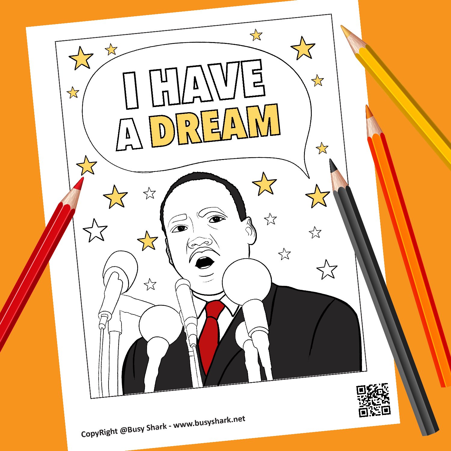 Mlk coloring page free printable