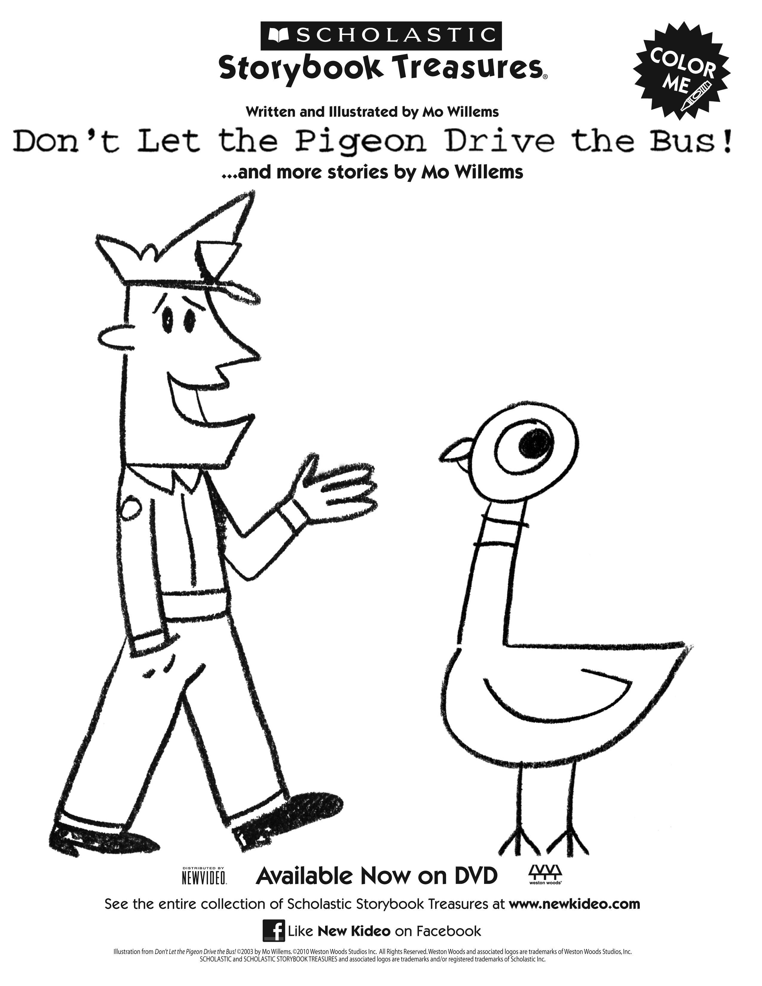 Dont let the pigeon drive the bus printable coloring sheet art mo willems pigeon books childrens books activities