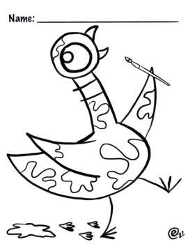 Pigeon coloring page tpt