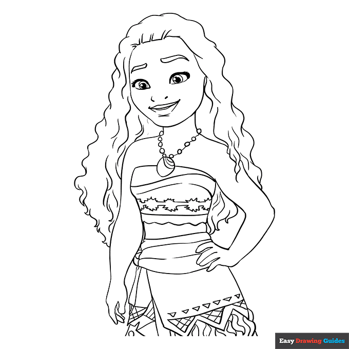 Moana coloring page easy drawing guides