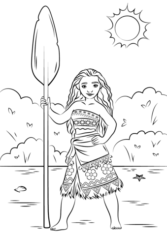 Princess moana coloring page free printable coloring pages