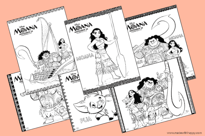 Disney moana coloring pages and activities sheets