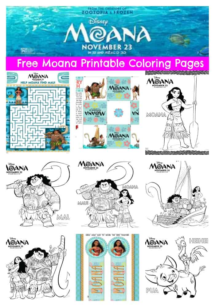 Free moana coloring pages and activity sheets