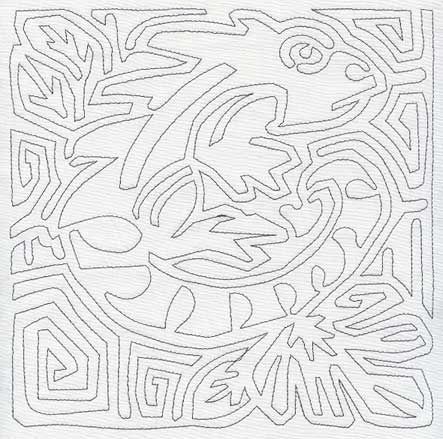 Mola iguana quilting square single run