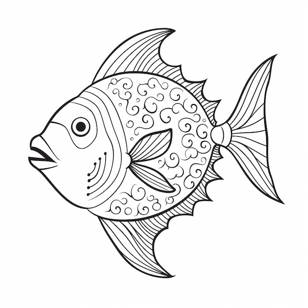 Premium ai image mola mola ocean sunfish cute designs charm cute coloring book kawaii line art