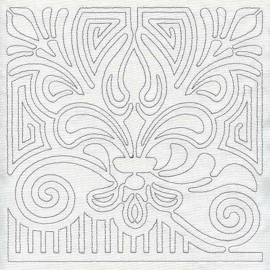 Mola fleur de lis quilting square single run