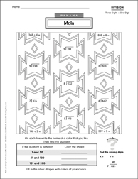 Panama mola division printable skills sheets