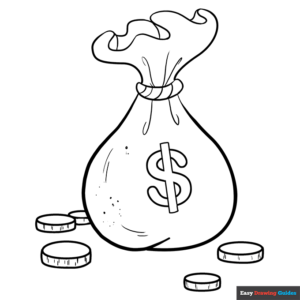 Cartoon money coloring page easy drawing guides