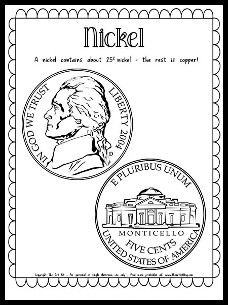 Nickel coin â money coloring page free printable download â the art kit