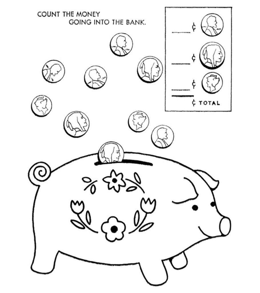 Piggy bank coloring pages for your little ones