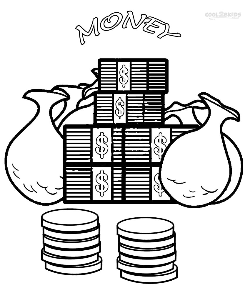 Printable money coloring pages for kids