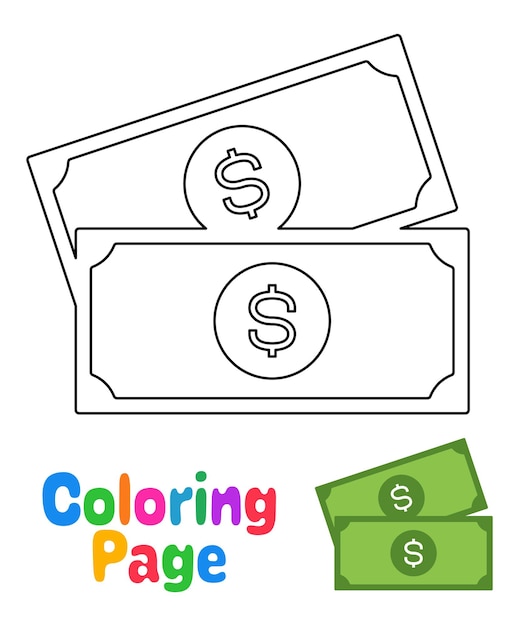 Premium vector coloring page with dollar for kids