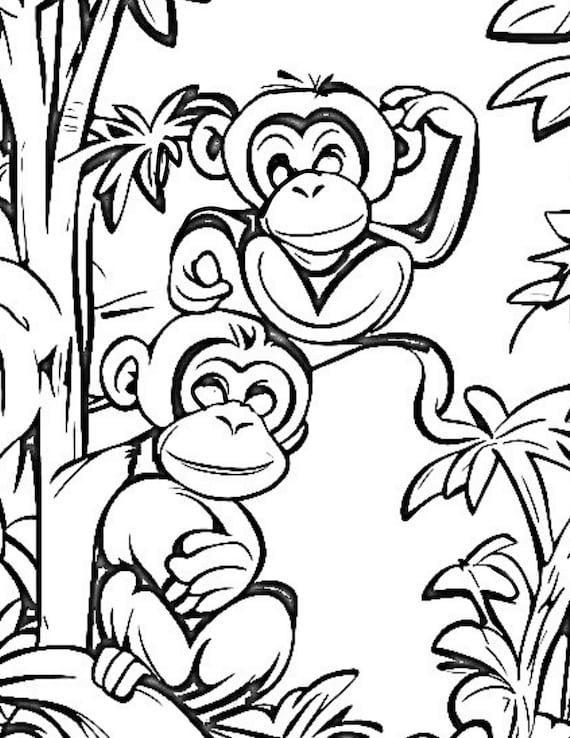 Printable monkey coloring pages for kids size