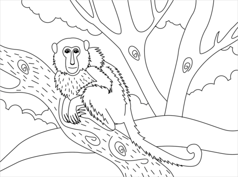 Monkey coloring page free printable coloring pages