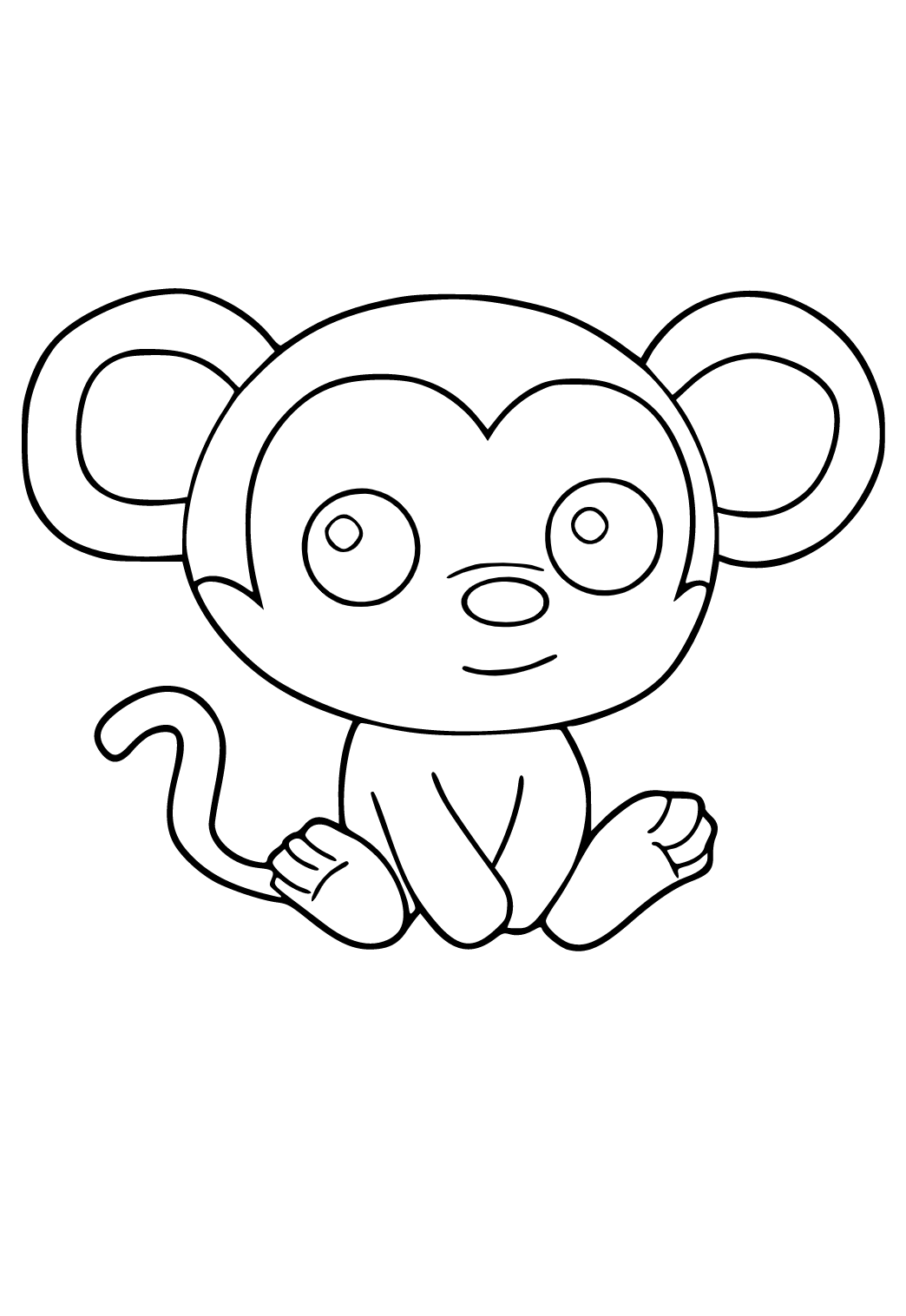 Free printable monkey easy coloring page for adults and kids